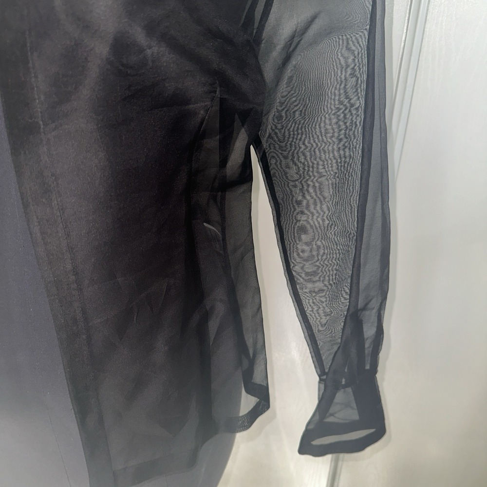 Petite Sofisticate Top Blouse Black 100%silk‎ Long Sleeve See through Size 8 - Picture 3 of 9